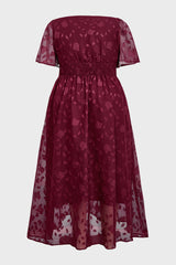 Curveins Plus Size V-Neck High-Waist Pleated Maxi Dress