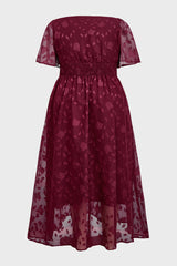 Curveins Plus Size V-Neck High-Waist Pleated Maxi Dress