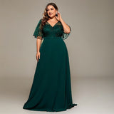 Curveins Plus Size V-Neck Batwing Sleeve Printed Maxi Dress