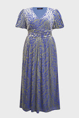 Curveins Plus Size V-Neck Velvet Plain Maxi Dress