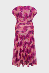 Curveins Plus Size V Neck Batwing Sleeve Cinched Waist Maxi Dress
