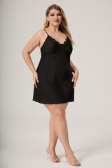 Curveins Plus Size Lace Front Crisscross Back Cami Sleep Top, Sexy Chic Loungewear