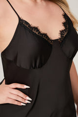 Curveins Plus Size Lace Front Crisscross Back Cami Sleep Top, Sexy Chic Loungewear