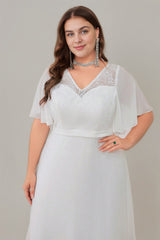 Curveins Plus Size Flowy Chiffon V-Neck Formal Maxi Dress