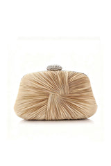 Curveins Ruched Satin Clutch Bag with Crystal Detailing for Weddings
