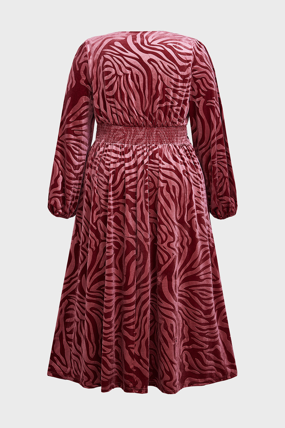 Curveins Plus Size V-Neck Long Sleeves Floral Midi Dress