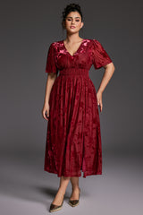 Curveins Plus Size Velvet Plain Maxi Dress