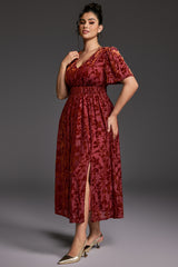 Curveins Plus Size Velvet Plain Maxi Dress