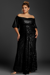 Curveins Plus Size Off-Shoulder Sequin Maxi Dress