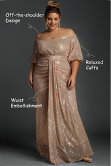Curveins Plus Size Off-Shoulder Sequin Maxi Dress