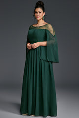 Curveins Plus Size Round Neck Long Sleeve Cinched Waist Maxi Dress