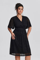 Curveins Plus Size Lace Elegant Wedding Guest Midi Dress