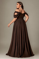 Curveins Plus Size Off-Shoulder Short Sleeve A-Line Maxi Dress