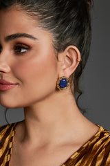Curveins Modern French Lapis Gem Teardrop Earrings