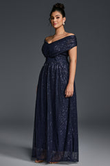 Curveins Plus Size V-Neck Sequin Maxi Dress