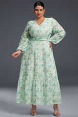 Curveins Plus Size V-Neck Floral Maxi Dress
