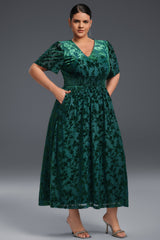 Curveins Plus Size Velvet Plain Maxi Dress
