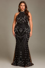 Curveins Plus Size Sleeveless Sequin Pattern Maxi Dress