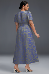 Curveins Plus Size V-Neck Velvet Plain Maxi Dress