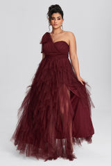 Curveins Plus Size Mesh One-Shoulder Cocktail Dress