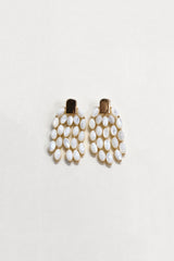 Curveinse Vintage Layered Mother of Pearl Beaded Elegant Earrings