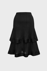 Curveins Plus Size Crew Neck Long Sleeve Ruffle Tiered Skirt Set