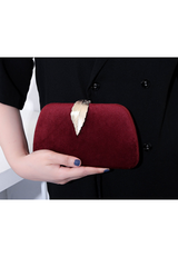 Curveins Elegant Velvet Metal Leaf Clutch Chic Compact Design Bag