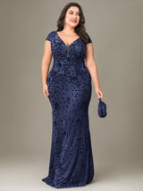 Curveins Plus Size One-Shoulder Side Slit and Waist Cinch Maxi Dress