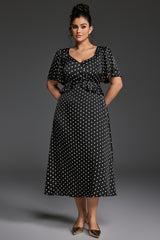 Curveins Plus Size V-Neck Double-Layered Ruffle Sleeve Maxi Dress