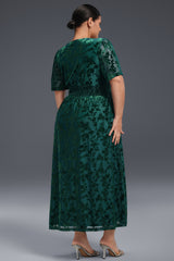 Curveins Plus Size Velvet Plain Maxi Dress