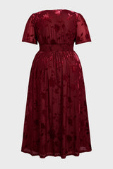 Curveins Plus Size Velvet Plain Maxi Dress