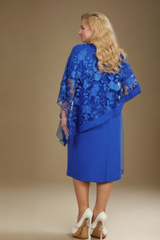 Curveins Plus Size Ruffle Sleeve Embroidered Fitted Midi Dress