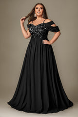 Curveins Plus Size Off-Shoulder Short Sleeve A-Line Maxi Dress