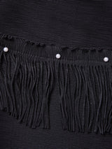 Curveins Plus Size Round Neck Fringe Detail Elegant Loose Pleated Midi Dress