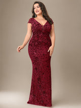Curveins Plus Size One-Shoulder Side Slit and Waist Cinch Maxi Dress