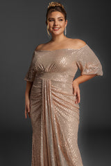 Curveins Plus Size Off-Shoulder Sequin Maxi Dress