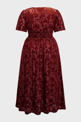 Curveins Plus Size Velvet Plain Maxi Dress