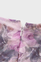 Curveins Plus Size V Neck Puff Sleeve Waist Defining Floral Print Elegant Maxi Dress