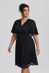 Curveins Plus Size Lace Elegant Wedding Guest Midi Dress