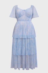 Curveins Plus Size V-Neck Ruffle Hem Tiered Maxi Dress