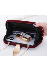 Curveins Elegant Velvet Metal Leaf Clutch Chic Compact Design Bag