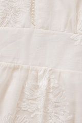 Curveins Plus Size Cross-Collar Embroidered Puff Sleeve Maxi Dress