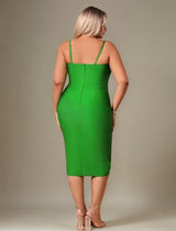 Curveins Plus Size Spaghetti Strap Bodycon Bandage Knee-Length Midi Dress