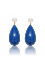 Curveins Blue Tear-Shaped Stud Earrings