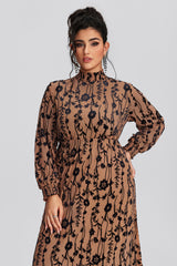 Curveins Plus Size Navy Blue Floral Velvet Maxi Dress