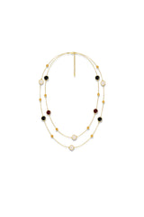 Curveinse Vintage Black Red Layered Long Statement Necklace