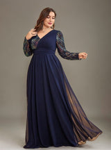 Curveins Plus Size V-Neck Sequin Bodycon Maxi Dress