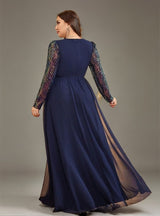 Curveins Plus Size V-Neck Sequin Bodycon Maxi Dress