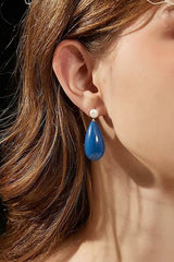 Curveins Blue Tear-Shaped Stud Earrings