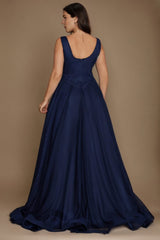 Curveins Plus Size V-Neck Sleeveless Waist-Defined Maxi Dress